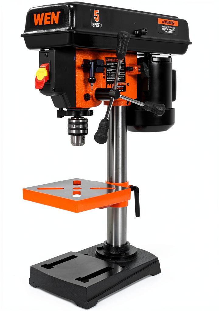Installing WEN 5-speed benchtop drill press on a wooden workbench