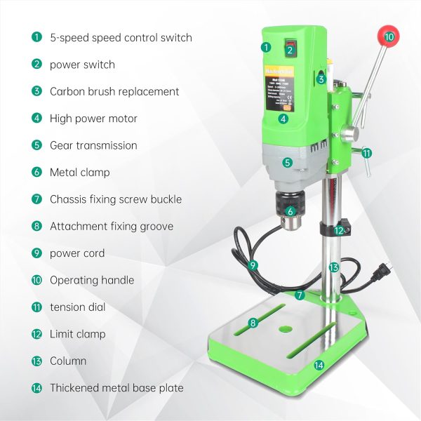 RATTMMOTOR 110V Benchtop Drill Press Metal-2