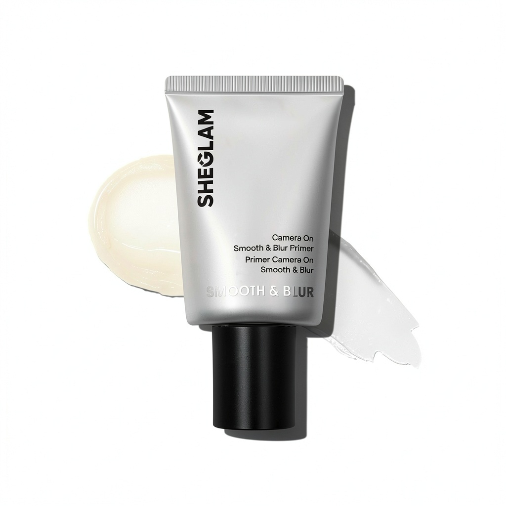 SHEGLAM Foundation Primer bottle on a marble vanity with natural light