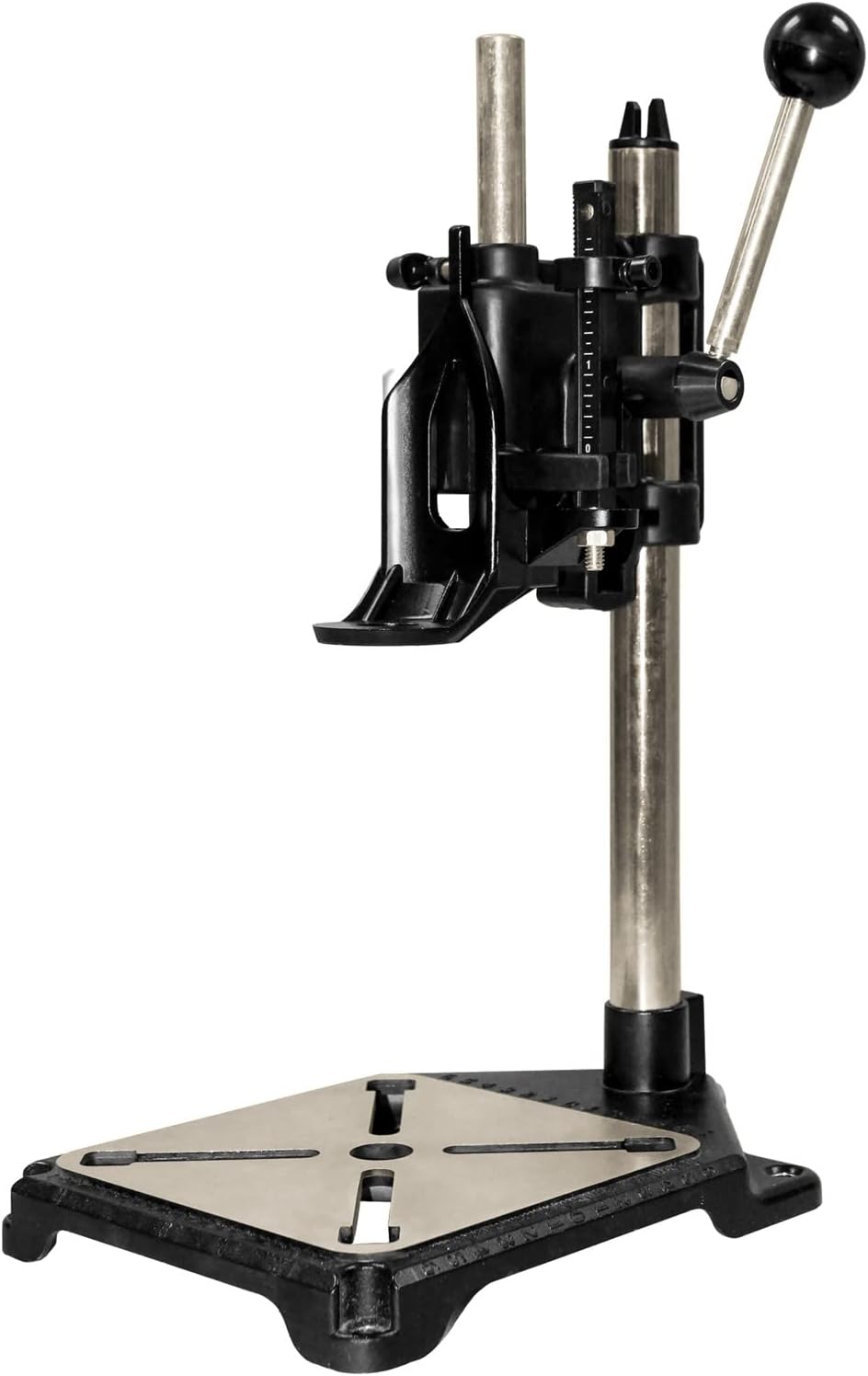 Milescraft Benchtop Drill Press Stand in a workshop setting