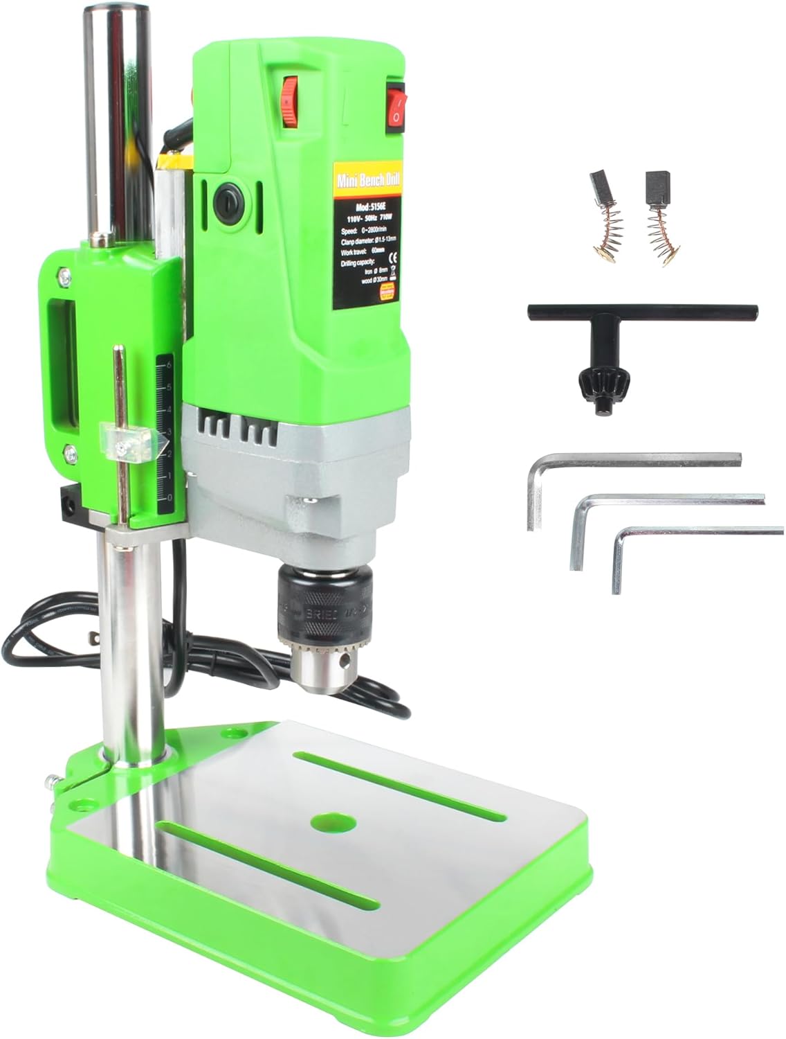 RATTMMOTOR 110V benchtop drill press on a wooden workbench