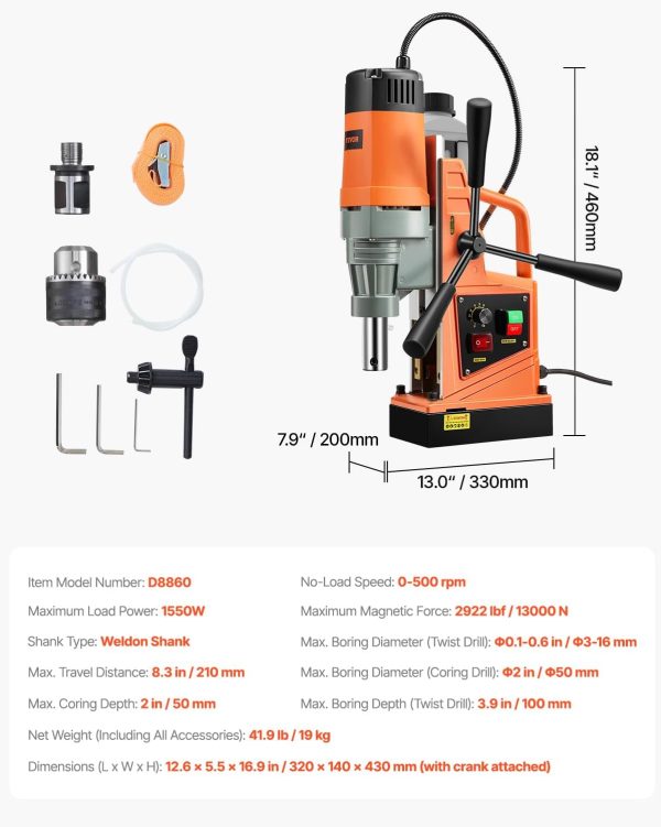 Vevor Magnetic Drill Press Titanium Alloy 500RPM-6