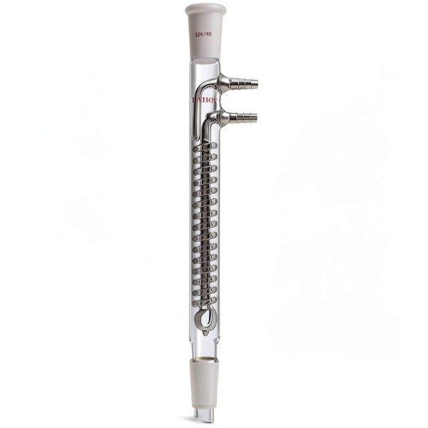Laboy Glass Dimroth Reflux Condenser 24/40 Joints 225mm Coil Handblown-0