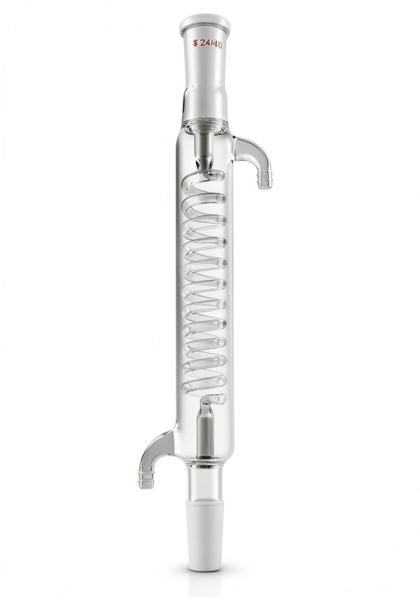 QWORK Jacket 200mm Glass Condenser with 24-40 Joint for Laboratory Use-0