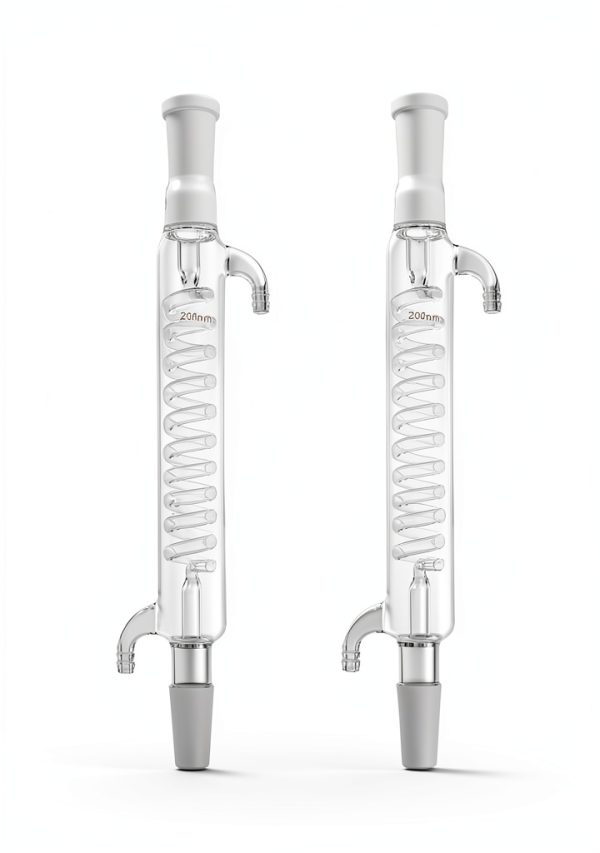 QWORK Jacket 200mm Glass Condenser with 24-40 Joint for Laboratory Use-2